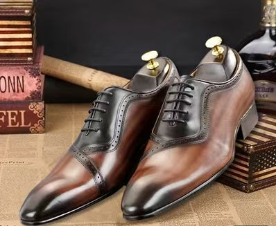 Brown Luxury Ltalian Vintage Leather Men's Dress Shoes