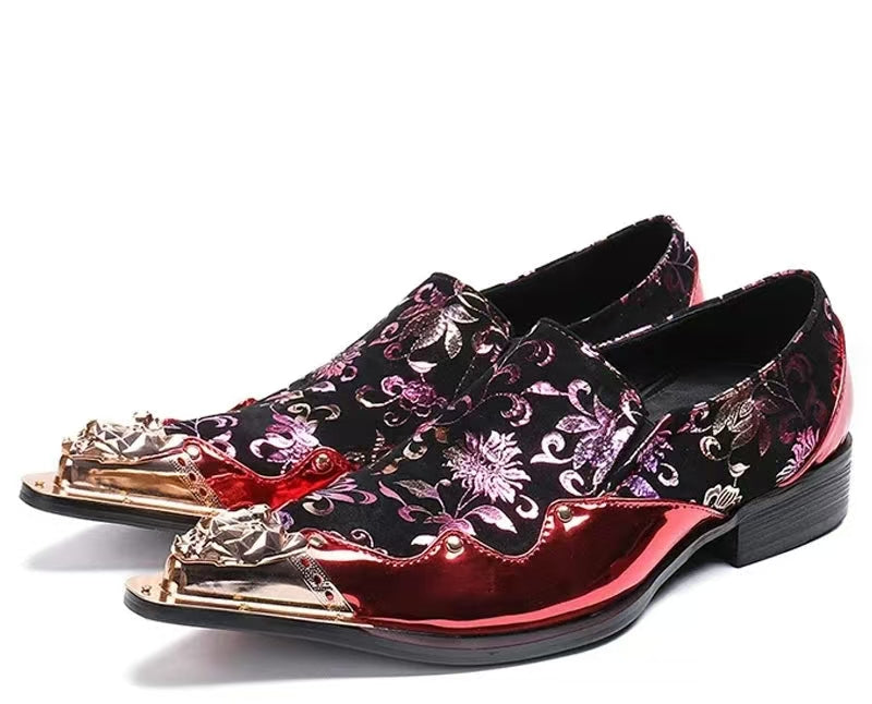 Black Embroidered Printed Pointed Dress Shoes Men'S Dress Shoes