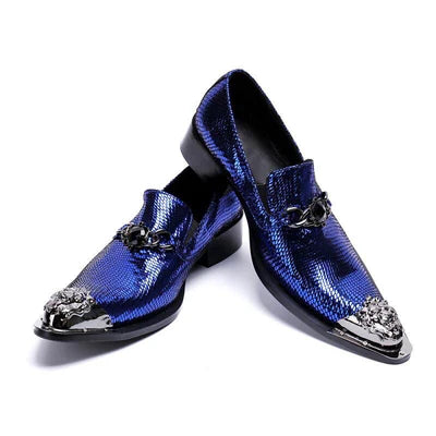 Blue Serpentine Party Dress Shoes Men's Fashion Business Shoes