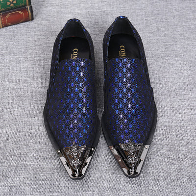 Grey Fashion Sequined Pointy Dress Shoes Men'S Dress Shoes