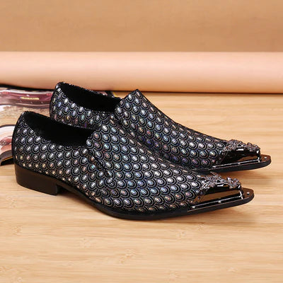 Grey Fashion Sequined Pointy Dress Shoes Men'S Dress Shoes