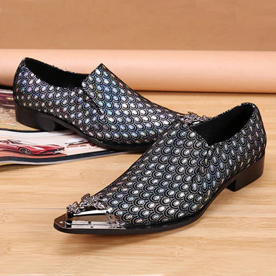 Grey Fashion Sequined Pointy Dress Shoes Men'S Dress Shoes