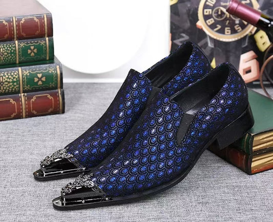 Grey Fashion Sequined Pointy Dress Shoes Men'S Dress Shoes